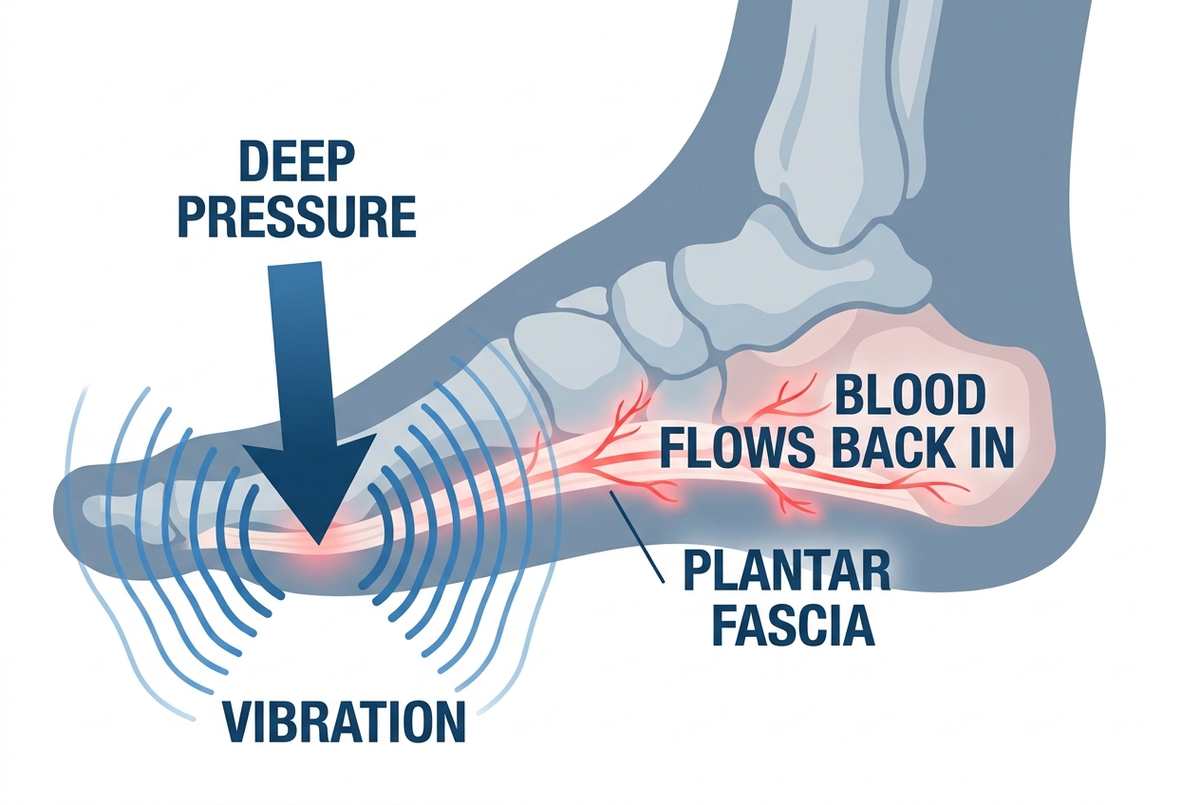 Deep pressure plus vibration brings blood flow back into the plantar fascia